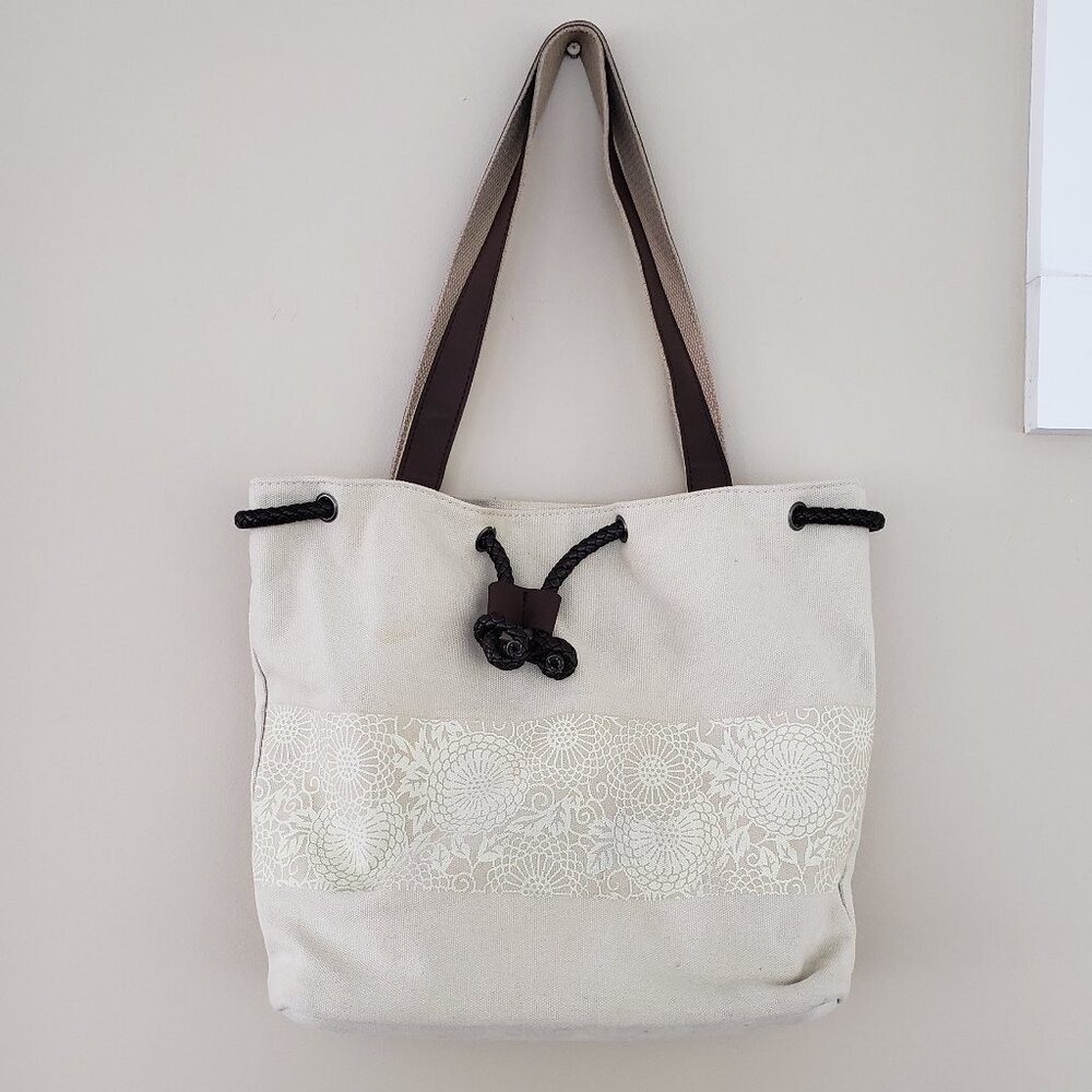 EUC Tan canvas pocketbook tote bag